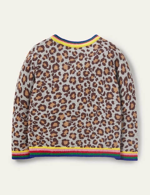 Fröhlicher Cardigan - Bunt, Regenbogenfarbenes Leopardenmuster Fröhlicher Cardigan - Bunt, Regenbogenfarbenes Leopardenmuster