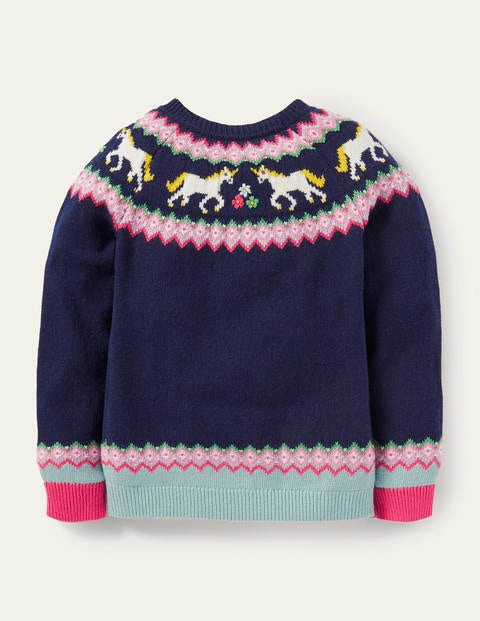 Cosy Fair Isle Cardigan - College Navy Unicorns Cosy Fair Isle Cardigan - College Navy Unicorns