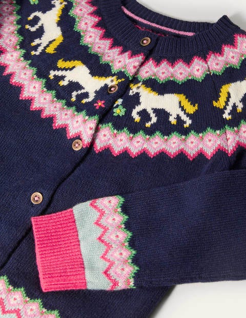 Cosy Fair Isle Cardigan - College Navy Unicorns Cosy Fair Isle Cardigan - College Navy Unicorns