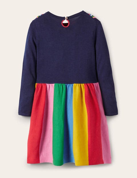 Cosy Knitted Dress - College Navy Rainbow Cosy Knitted Dress - College Navy Rainbow