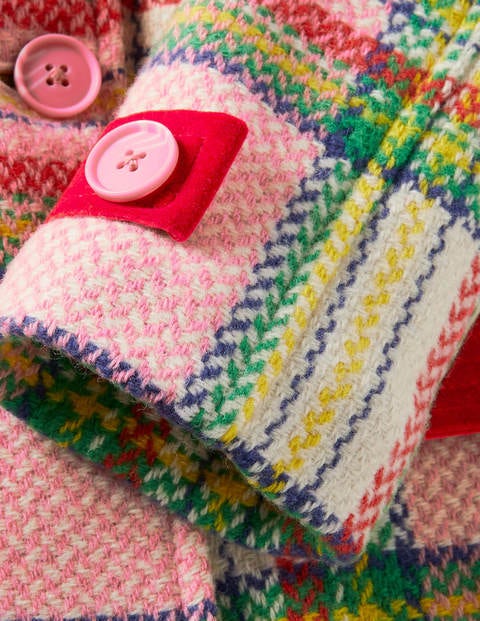 Colourful Wool Coat - Pink Blanket Check Colourful Wool Coat - Pink Blanket Check