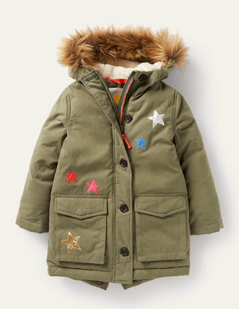 Cosy Rainbow Star Parka - Army Green Rainbow Star Cosy Rainbow Star Parka - Army Green Rainbow Star