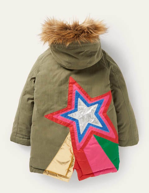 Cosy Rainbow Star Parka - Army Green Rainbow Star Cosy Rainbow Star Parka - Army Green Rainbow Star