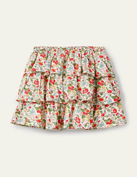 Tiered Ruffle Skirt - Ivory Autumn Berry Floral Tiered Ruffle Skirt - Ivory Autumn Berry Floral