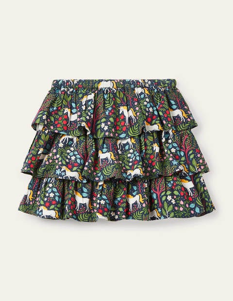 Tiered Ruffle Skirt - Stormy Blue Unicorn Tapestry Tiered Ruffle Skirt - Stormy Blue Unicorn Tapestry