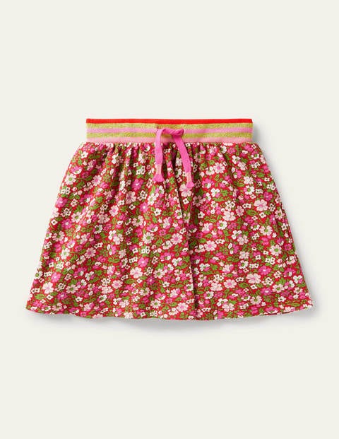 Bequemer ausgestellter Sweatrock - Rockabilly-Rot/Vintage, Blumenmuster Bequemer ausgestellter Sweatrock - Rockabilly-Rot/Vintage, Blumenmuster