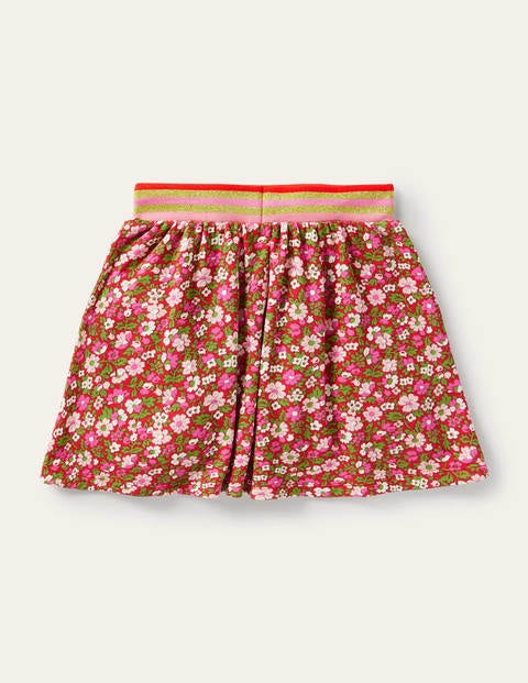 Bequemer ausgestellter Sweatrock - Rockabilly-Rot/Vintage, Blumenmuster Bequemer ausgestellter Sweatrock - Rockabilly-Rot/Vintage, Blumenmuster