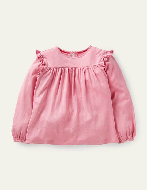 Floaty Printed Ruffle Top - Formica Pink Gold Spot Floaty Printed Ruffle Top - Formica Pink Gold Spot