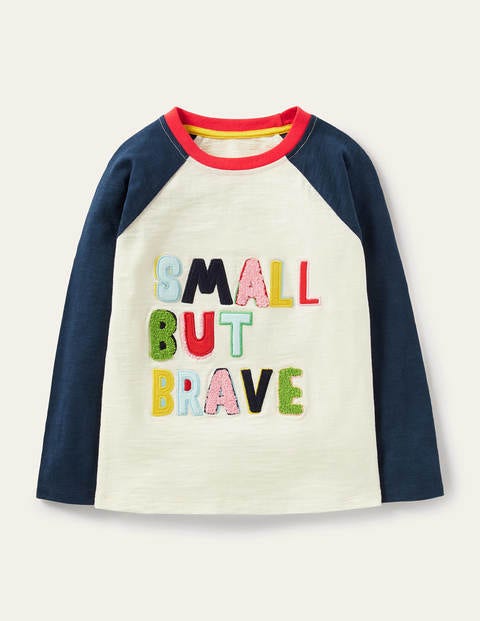 T-shirt texturé à manches raglan - Motif Small But Brave ivoire T-shirt texturé à manches raglan - Motif Small But Brave ivoire