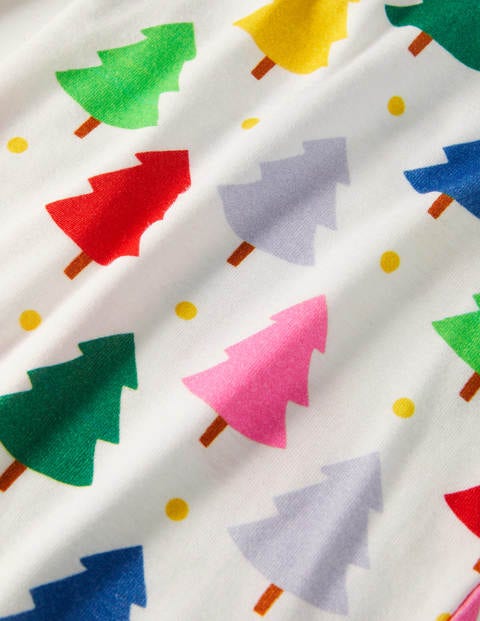 Snug Long John Pajamas - Ivory Rainbow Christmas Trees Snug Long John Pajamas - Ivory Rainbow Christmas Trees