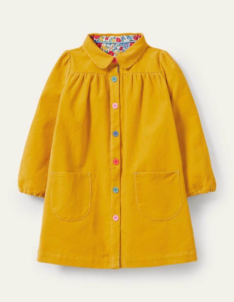 Collared Woven Dress - Honeycomb Yellow Cord Collared Woven Dress - Honeycomb Yellow Cord