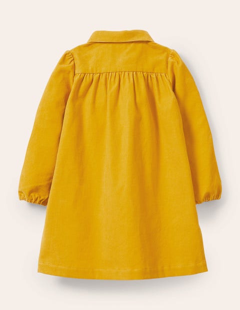 Collared Woven Dress - Honeycomb Yellow Cord Collared Woven Dress - Honeycomb Yellow Cord