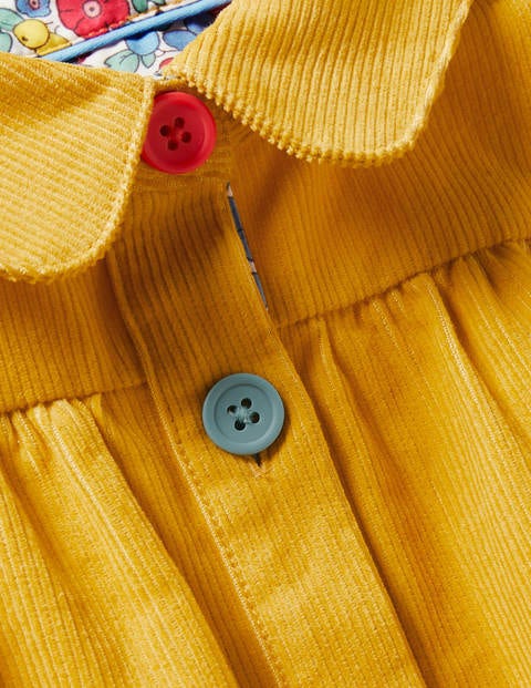Collared Woven Dress - Honeycomb Yellow Cord Collared Woven Dress - Honeycomb Yellow Cord