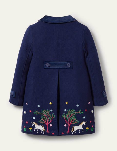 Embroidered Wool Coat - Navy Magical Embroidery Embroidered Wool Coat - Navy Magical Embroidery
