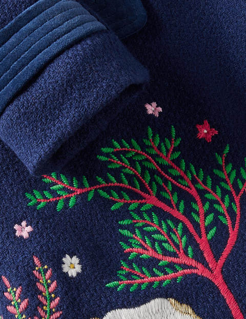 Embroidered Wool Coat - Navy Magical Embroidery Embroidered Wool Coat - Navy Magical Embroidery