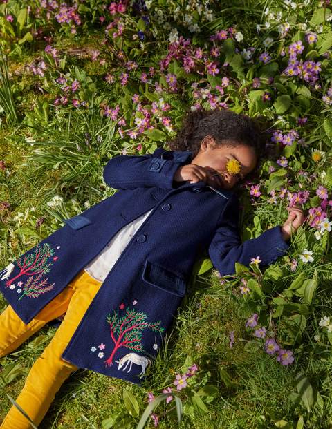 Embroidered Wool Coat - Navy Magical Embroidery Embroidered Wool Coat - Navy Magical Embroidery