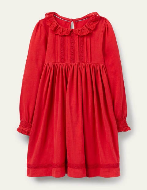 Broderie Collar Jersey Dress - Rockabilly Red Broderie Collar Jersey Dress - Rockabilly Red