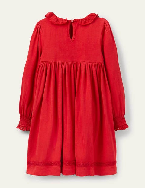 Broderie Collar Jersey Dress - Rockabilly Red Broderie Collar Jersey Dress - Rockabilly Red