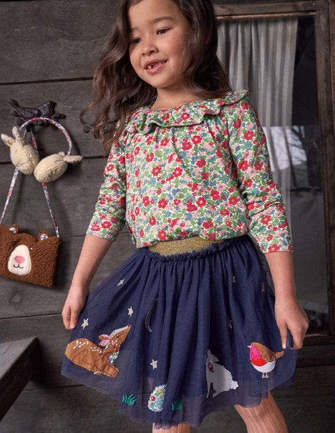 Details about   NWOT Mini Boden girls 9 10 11 12 applique birds top shirt print skirt outfit C3 