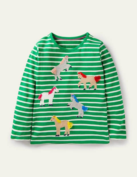 Blue Mini Boden Girl's Reindeer Applique Leggings 