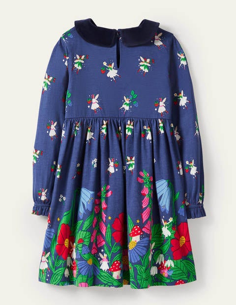 Velvet Collar Party Dress - Starboard Blue Forest Fairies Velvet Collar Party Dress - Starboard Blue Forest Fairies