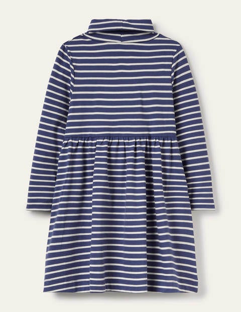 Roll Neck Supersoft Dress - Starboard Blue/ Ivory Roll Neck Supersoft Dress - Starboard Blue/ Ivory