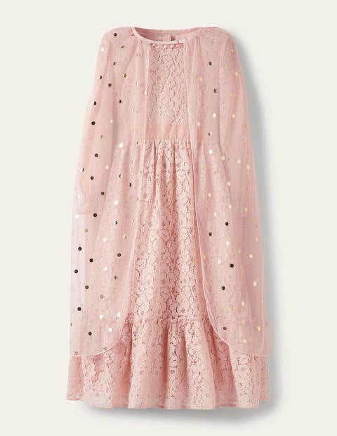 Lace Cape Dress - Provence Pink/ Gold Foil Spot Lace Cape Dress - Provence Pink/ Gold Foil Spot