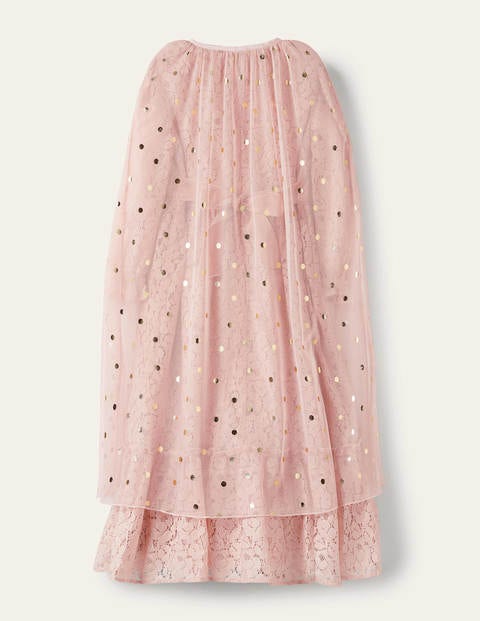 Lace Cape Dress - Provence Pink/ Gold Foil Spot Lace Cape Dress - Provence Pink/ Gold Foil Spot