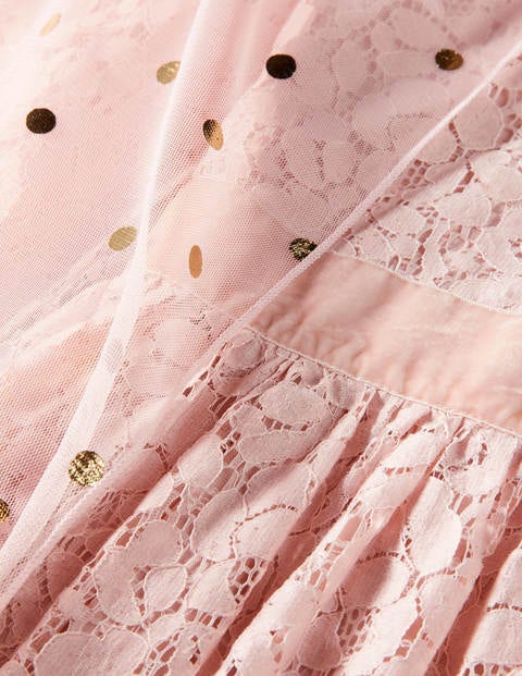 Lace Cape Dress - Provence Pink/ Gold Foil Spot Lace Cape Dress - Provence Pink/ Gold Foil Spot