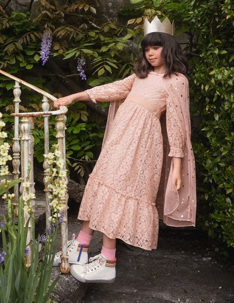 Lace Cape Dress - Provence Pink/ Gold Foil Spot Lace Cape Dress - Provence Pink/ Gold Foil Spot