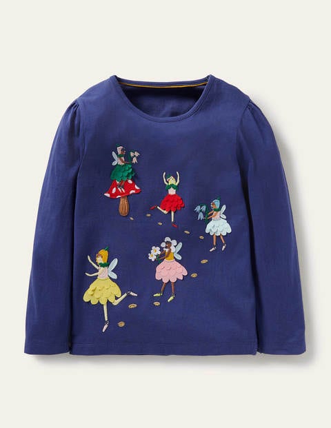 Pretty Appliqué T-shirt - Starboard Blue Fairies Pretty Appliqué T-shirt - Starboard Blue Fairies