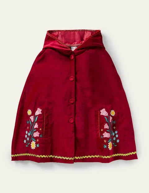 Velvet Embroidered Cape - Royal Red Velvet Embroidered Cape - Royal Red