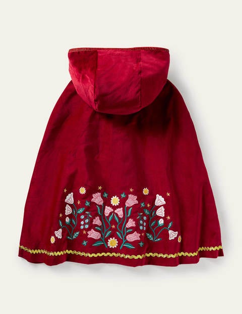 Velvet Embroidered Cape - Royal Red