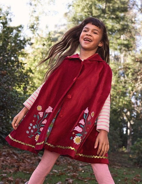 Velvet Embroidered Cape - Royal Red Velvet Embroidered Cape - Royal Red