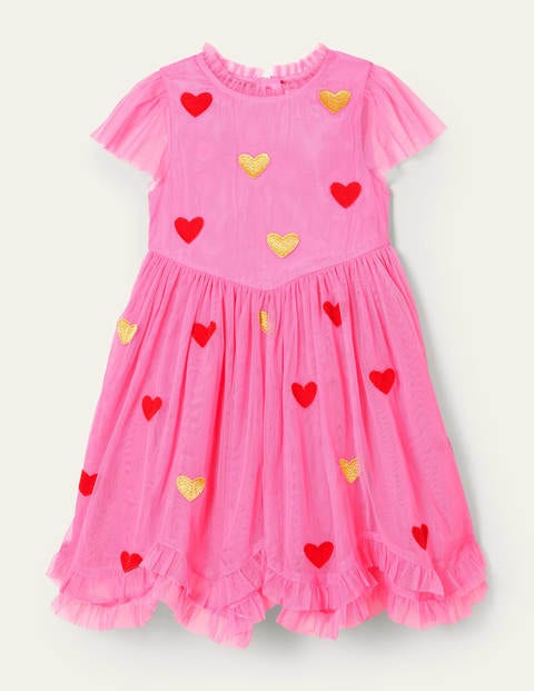 Heart Tulle Party Dress - Bright Petal Pink Heart Tulle Party Dress - Bright Petal Pink