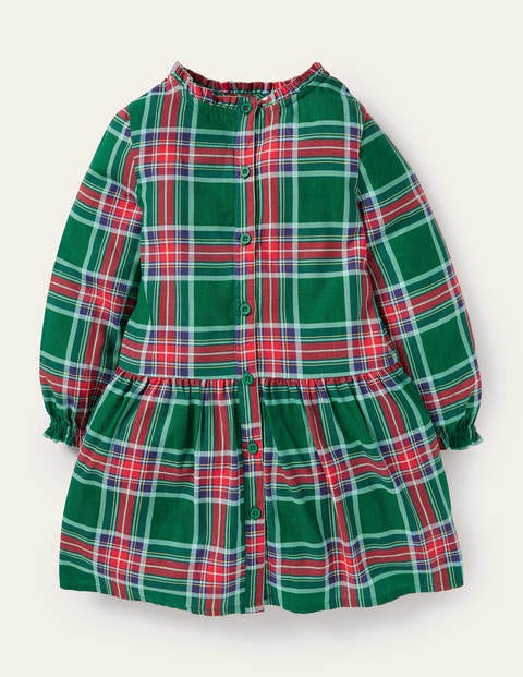 Relaxed Woven Check Dress - Forest Green Check Relaxed Woven Check Dress - Forest Green Check