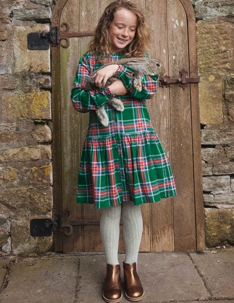 Relaxed Woven Check Dress - Forest Green Check Relaxed Woven Check Dress - Forest Green Check