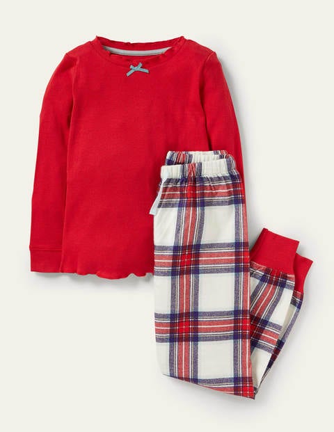 Festive Pyjama Set - Ivory/Rockabilly Red Check