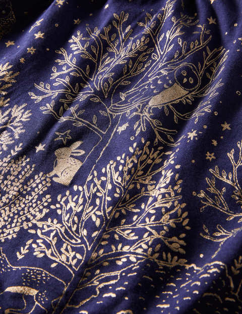 Jersey Collar Printed Dress - Navy and Gold Foil Woodland Jersey Collar Printed Dress - Navy and Gold Foil Woodland