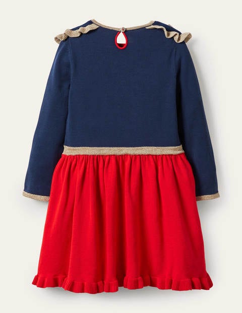 Trim Detail Knitted Dress - Rockabilly Red Military Trim Detail Knitted Dress - Rockabilly Red Military