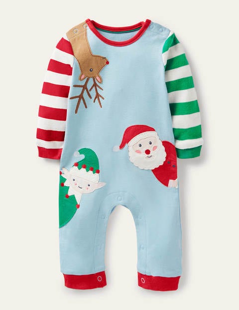 Weihnachtlicher Strampler - Surfbrett-Blau Weihnachtlicher Strampler - Surfbrett-Blau