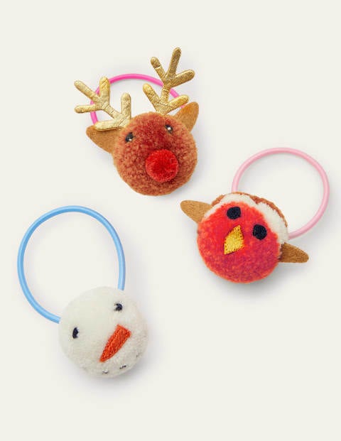 Pom Pom Hairbands 3 Pack - Multi Christmas Pom Pom Hairbands 3 Pack - Multi Christmas