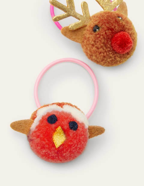 Pom Pom Hairbands 3 Pack - Multi Christmas Pom Pom Hairbands 3 Pack - Multi Christmas