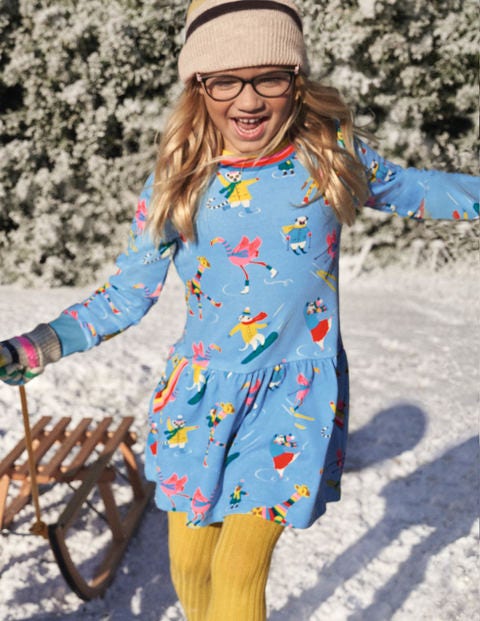Cosy Printed Sweatshirt Dress - Surfboard Blue Animal Antics Cosy Printed Sweatshirt Dress - Surfboard Blue Animal Antics