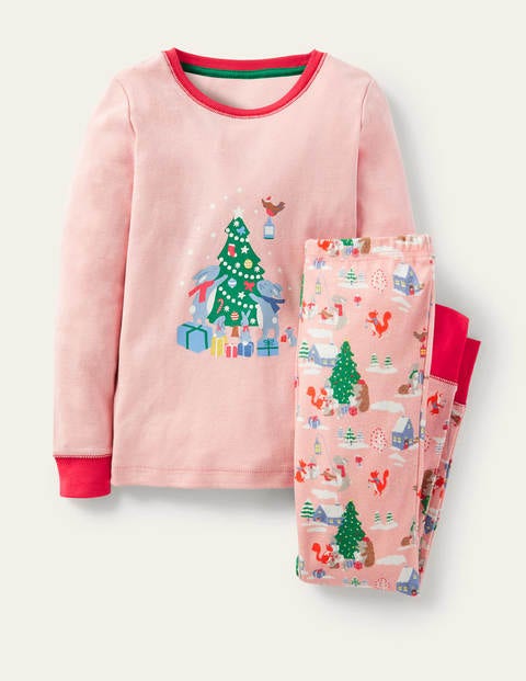 Snug Glow-In-The-Dark Pajamas - Boto Pink Woodland Christmas