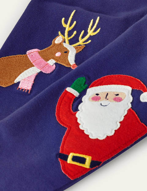 Fun Appliqué Leggings - Starboard Blue Santa Fun Appliqué Leggings - Starboard Blue Santa