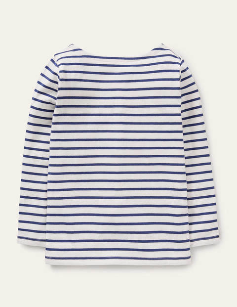 Alltagstaugliches Bretonshirt - Naturweiß/Navy, Regenbogenfarbene Blumen Alltagstaugliches Bretonshirt - Naturweiß/Navy, Regenbogenfarbene Blumen