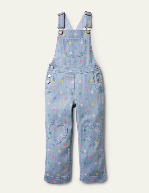 Latzhose mit Herzaufnäher - Faux-Uni, Bunte Tupfen Latzhose mit Herzaufnäher - Faux-Uni, Bunte Tupfen