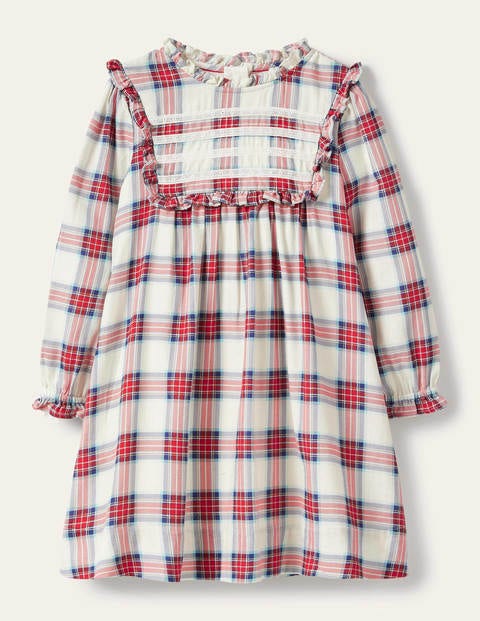 Nostalgic Ruffle Dress - Ivory/ Rockabilly Red Check Nostalgic Ruffle Dress - Ivory/ Rockabilly Red Check
