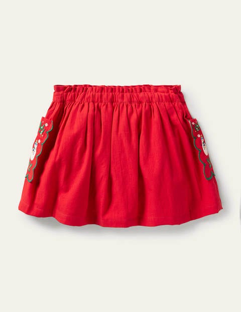 Embroidered Pocket Skirt - Rockabilly Red Festive Embroidered Pocket Skirt - Rockabilly Red Festive